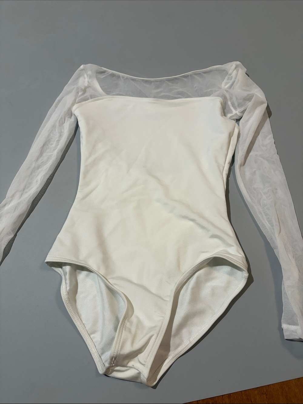 Mariia long sleeve white leotard, Adult Petite